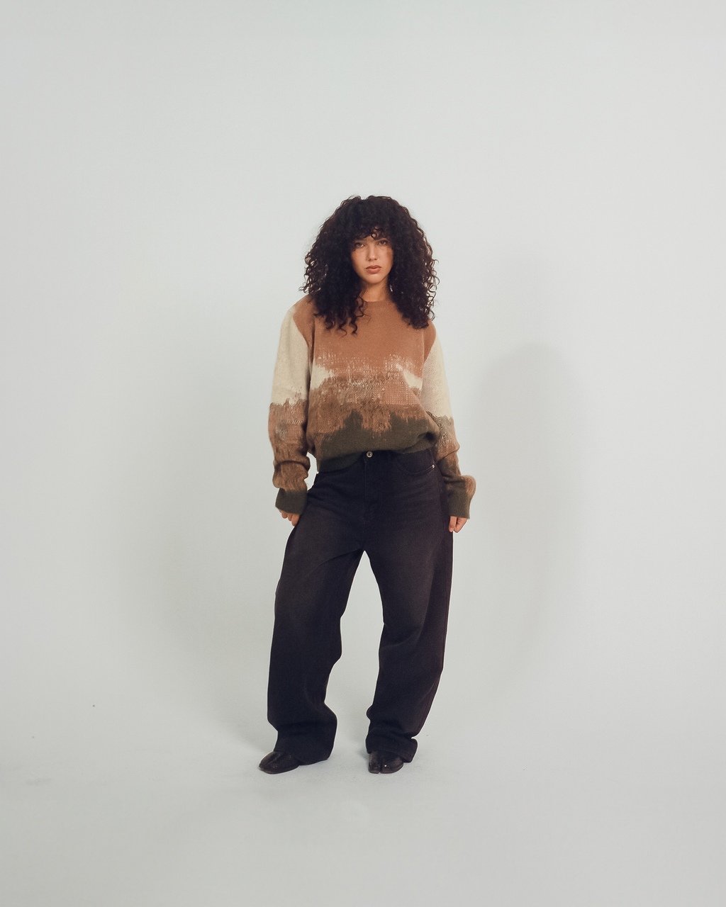 Gradient Mohair Crewneck Sweater