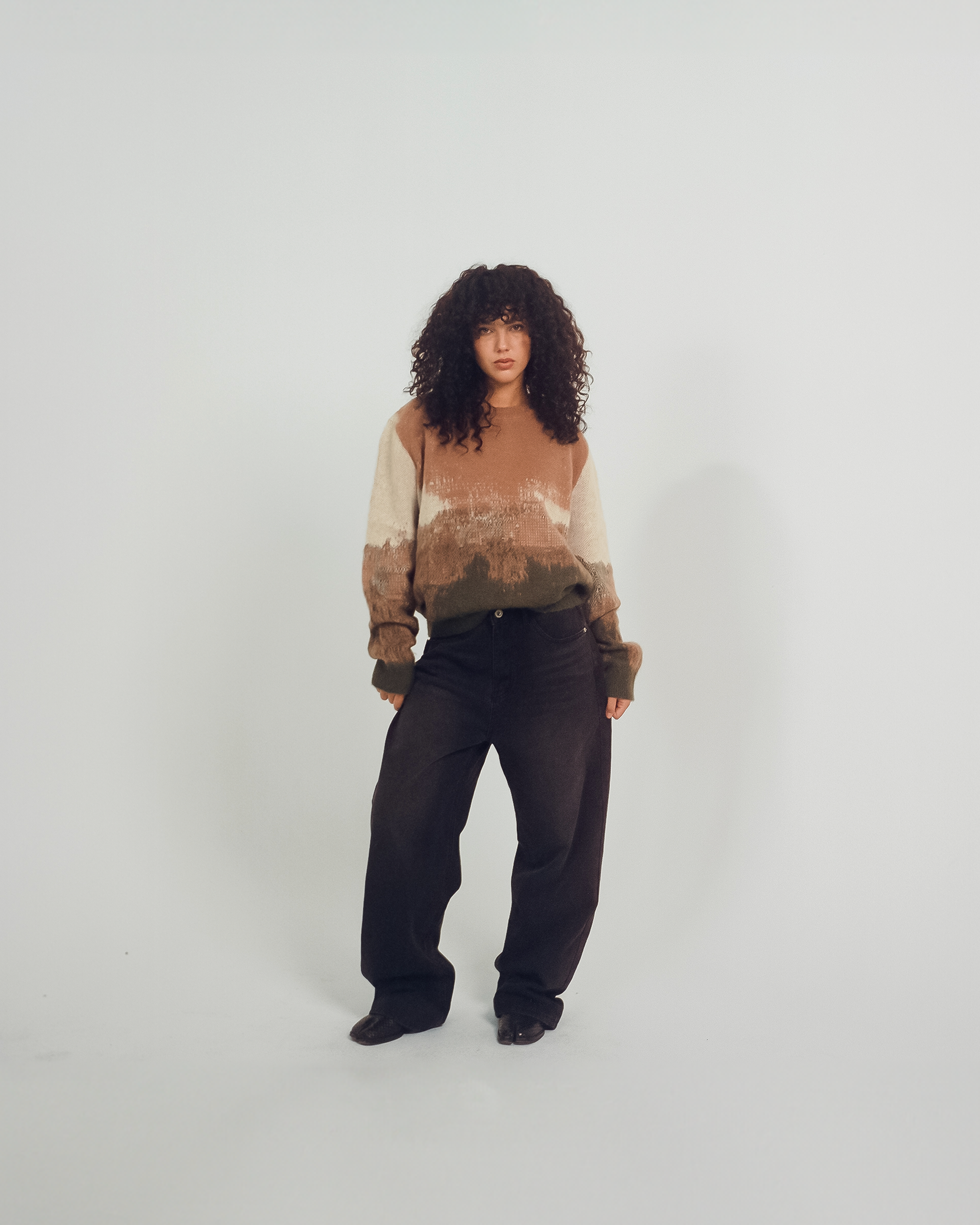 Gradient Mohair Crewneck Sweater