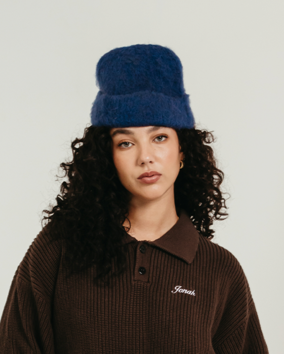 COBALT MOHAIR BEANIE