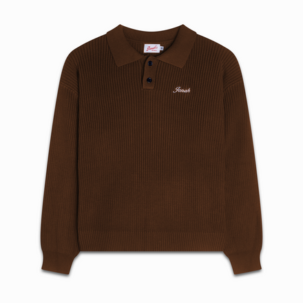 FISHERMAN KNIT POLO (CHOCOLATE)